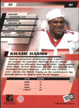 2003 Press Pass #35 Kwame Harris Back