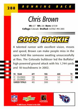 2003 Score #288 Chris Brown Back