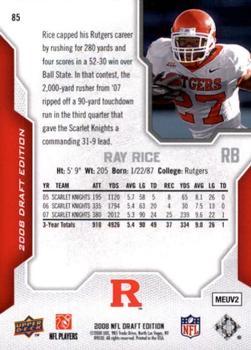 2008 Upper Deck Draft Edition - Silver #85 Ray Rice Back