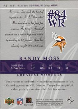 2003 SP Signature Edition #84 Randy Moss Back