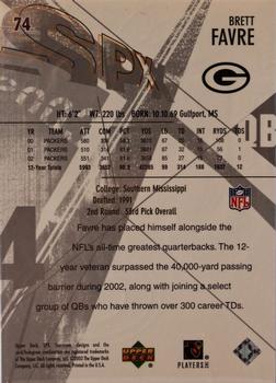 2003 SPx #74 Brett Favre Back