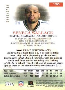 2003 Topps Pristine #130 Seneca Wallace Back