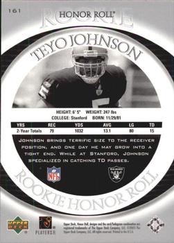 2003 Upper Deck Honor Roll #161 Teyo Johnson Back