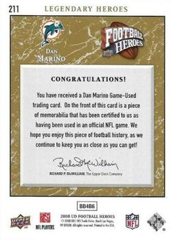 2008 Upper Deck Heroes - Jerseys Gold #211 Dan Marino Back