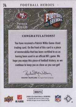 2008 Upper Deck Heroes - Jerseys Green Retail #74 Patrick Willis Back