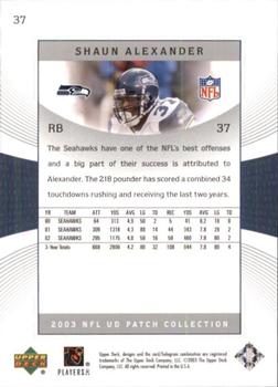 2003 UD Patch Collection #37 Shaun Alexander Back