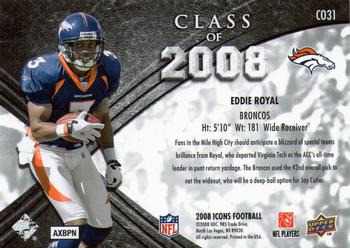 2008 Upper Deck Icons - Class of 2008 Blue #CO31 Eddie Royal Back