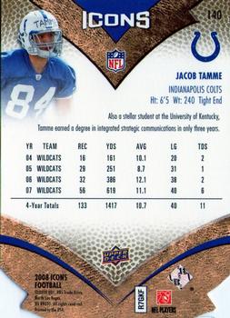 2008 Upper Deck Icons - Gold Die Cut #140 Jacob Tamme Back