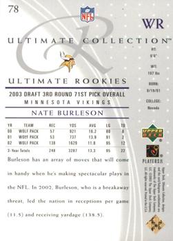 2003 Upper Deck Ultimate Collection #78 Nate Burleson Back