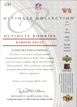 2003 Upper Deck Ultimate Collection #100 Kareem Kelly Back