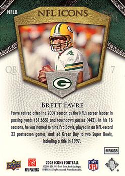 2008 Upper Deck Icons - NFL Icons Silver #NFL8 Brett Favre Back