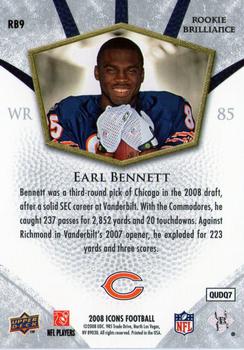 2008 Upper Deck Icons - Rookie Brilliance Blue #RB9 Earl Bennett Back