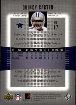 2003 Upper Deck Finite #97 Quincy Carter Back