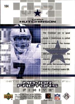 2003 Upper Deck Finite #104 Chad Hutchinson Back