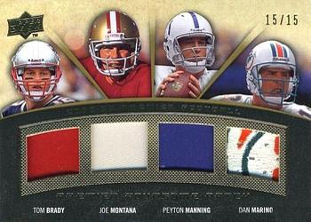 2008 Upper Deck Premier - Foursome Patch 15 #PQP-MMBM Tom Brady / Joe Montana / Peyton Manning / Dan Marino Front