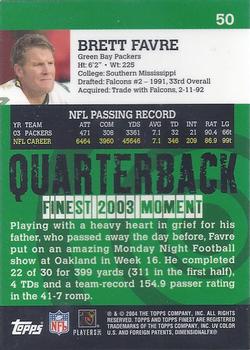 2004 Finest #50 Brett Favre Back