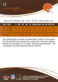 2004 Flair #12 Andre Davis Back