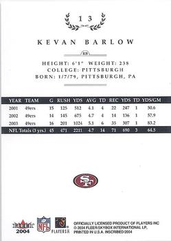 2004 Fleer Inscribed #13 Kevan Barlow Back