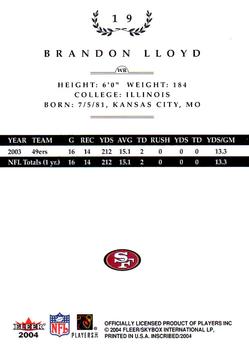 2004 Fleer Inscribed #19 Brandon Lloyd Back