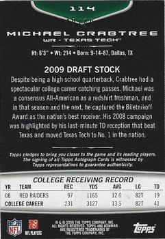 2009 Bowman Draft Picks - Bronze #114 Michael Crabtree Back