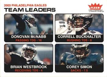 2004 Fleer Tradition #17 Donovan McNabb / Correll Buckhalter / Brian Westbrook / Corey Simon Front