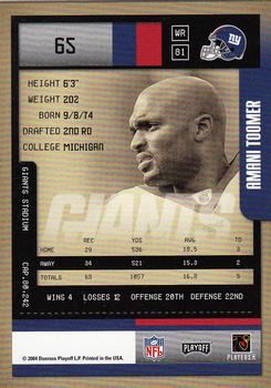 2004 Playoff Contenders #65 Amani Toomer Back