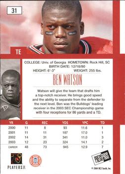 2004 Press Pass SE #31 Ben Watson Back