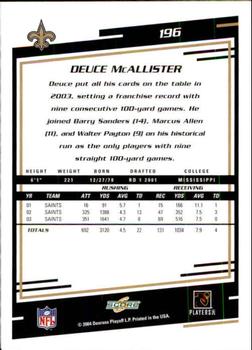 2004 Score #196 Deuce McAllister Back