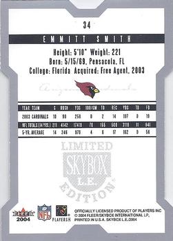 2004 SkyBox LE #34 Emmitt Smith Back