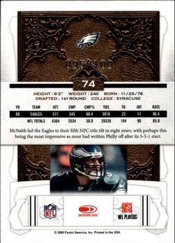 2009 Donruss Classics - Timeless Tributes Silver #74 Donovan McNabb Back