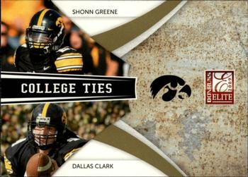 2009 Donruss Elite - College Ties Combos Gold #22 Shonn Greene / Dallas Clark Front