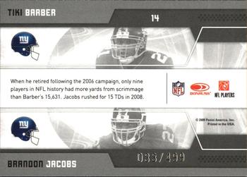 2009 Donruss Elite - Passing the Torch Green #14 Tiki Barber / Brandon Jacobs Back