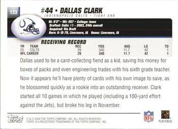 2004 Topps #133 Dallas Clark Back