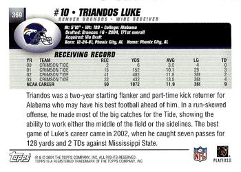 2004 Topps #369 Triandos Luke Back