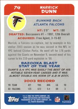 2004 Bazooka #74 Warrick Dunn Back