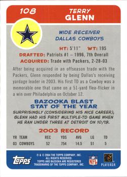 2004 Bazooka #108 Terry Glenn Back