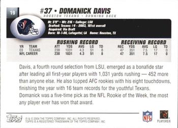 2004 Topps Signature #19 Domanick Davis Back