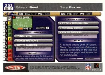 2004 Topps Total #223 Ed Reed / Gary Baxter Back