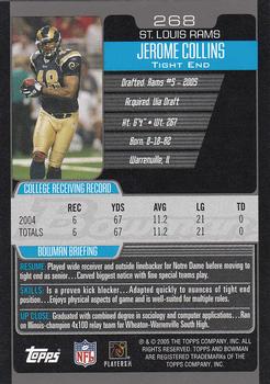 2005 Bowman #268 Jerome Collins Back