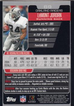 2005 Bowman Chrome #69 LaMont Jordan Back