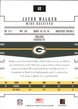 2005 Donruss Gridiron Gear #48 Javon Walker Back