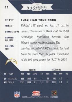 2005 Leaf Limited #83 LaDainian Tomlinson Back