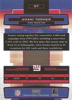 2005 Playoff Absolute Memorabilia #97 Amani Toomer Back