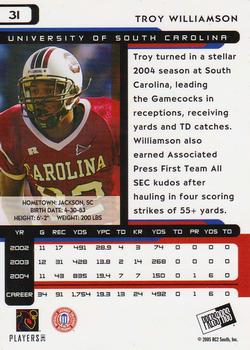 2005 Press Pass #31 Troy Williamson Back