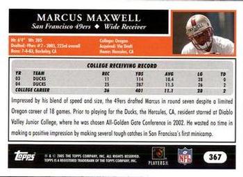 2005 Topps #367 Marcus Maxwell Back