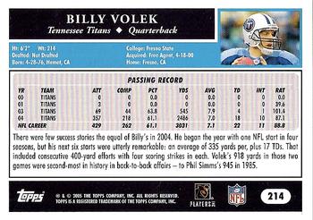 2005 Topps #214 Billy Volek Back