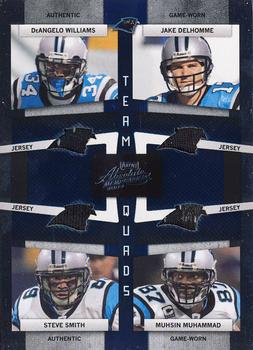 2009 Playoff Absolute Memorabilia - Team Quads Materials Die Cut #12 DeAngelo Williams / Jake Delhomme / Steve Smith / Muhsin Muhammad Front