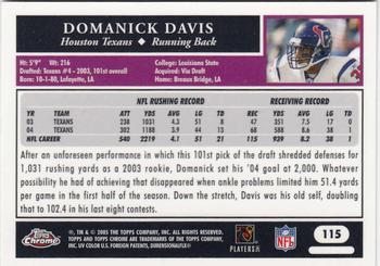 2005 Topps Chrome #115 Domanick Davis Back