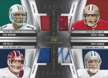 2009 Playoff National Treasures - League Leaders Materials Quads Prime #2 Dan Marino / Steve Young / Jim Kelly / Troy Aikman Front