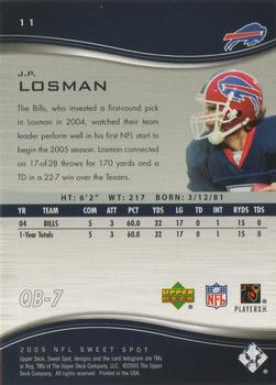 2005 Upper Deck Sweet Spot #11 J.P. Losman Back